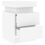 Tables de chevet avec lumières LED 2 pcs blanc 35x39x55 cm – Image 6