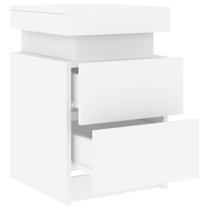 Tables de chevet avec lumières LED 2 pcs blanc 35x39x55 cm – Image 6