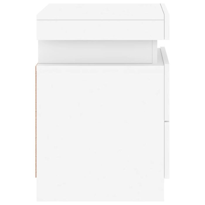 Tables de chevet avec lumières LED 2 pcs blanc 35x39x55 cm – Image 8