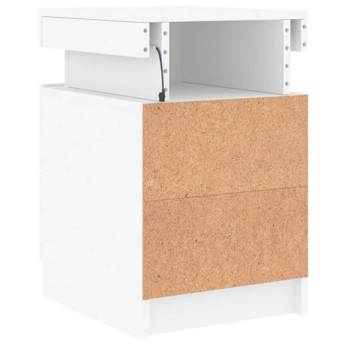 Tables de chevet avec lumières LED 2 pcs blanc 35x39x55 cm – Image 9