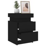 Tables de chevet avec lumières LED 2 pcs noir 35x39x55 cm – Image 3