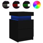 Tables de chevet avec lumières LED 2 pcs noir 35x39x55 cm – Image 5