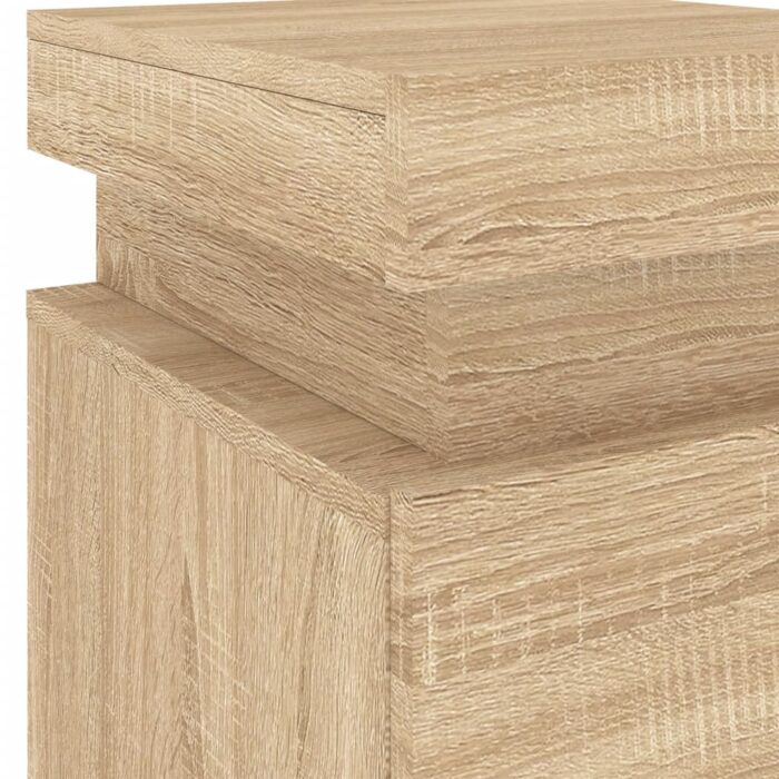 Tables de chevet et lumières LED 2 pcs chêne sonoma 35x39x55 cm – Image 10