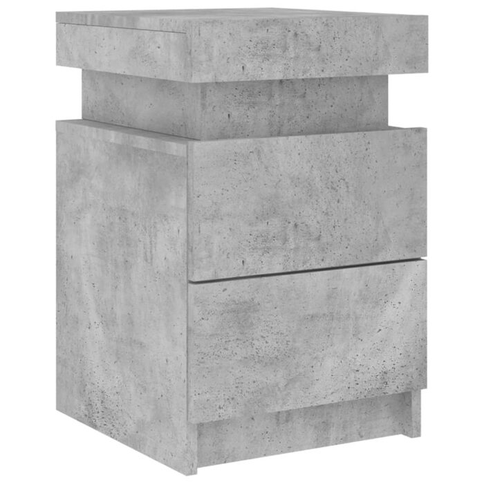 Tables de chevet avec lumières LED 2 pcs gris béton 35x39x55 cm – Image 4