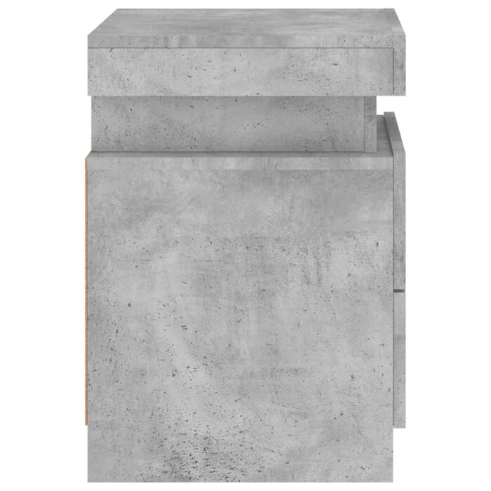 Tables de chevet avec lumières LED 2 pcs gris béton 35x39x55 cm – Image 8