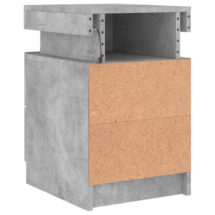 Tables de chevet avec lumières LED 2 pcs gris béton 35x39x55 cm – Image 9