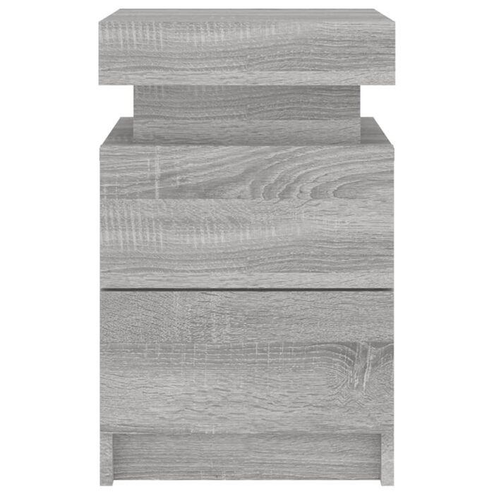 Table de chevet avec lumières LED sonoma gris 35x39x55 cm – Image 6