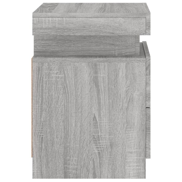 Table de chevet avec lumières LED sonoma gris 35x39x55 cm – Image 7