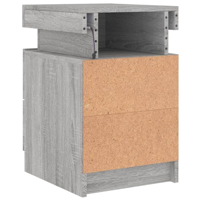 Table de chevet avec lumières LED sonoma gris 35x39x55 cm – Image 8