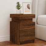 Table de chevet avec lumières LED chêne marron 35x39x55 cm