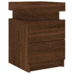 Tables de chevet et lumières LED 2 pcs chêne marron 35x39x55 cm – Image 4