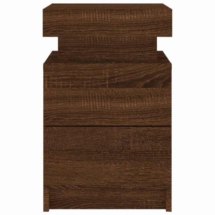 Tables de chevet et lumières LED 2 pcs chêne marron 35x39x55 cm – Image 7