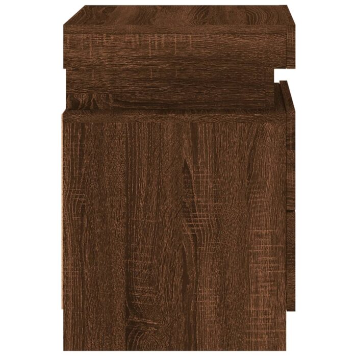 Tables de chevet et lumières LED 2 pcs chêne marron 35x39x55 cm – Image 8
