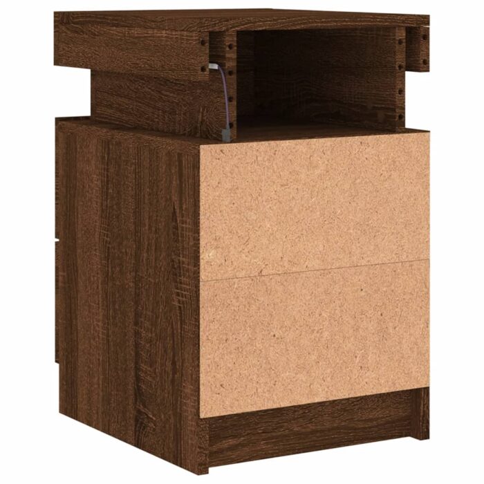 Tables de chevet et lumières LED 2 pcs chêne marron 35x39x55 cm – Image 9