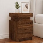 Tables de chevet et lumières LED 2 pcs chêne marron 35x39x55 cm