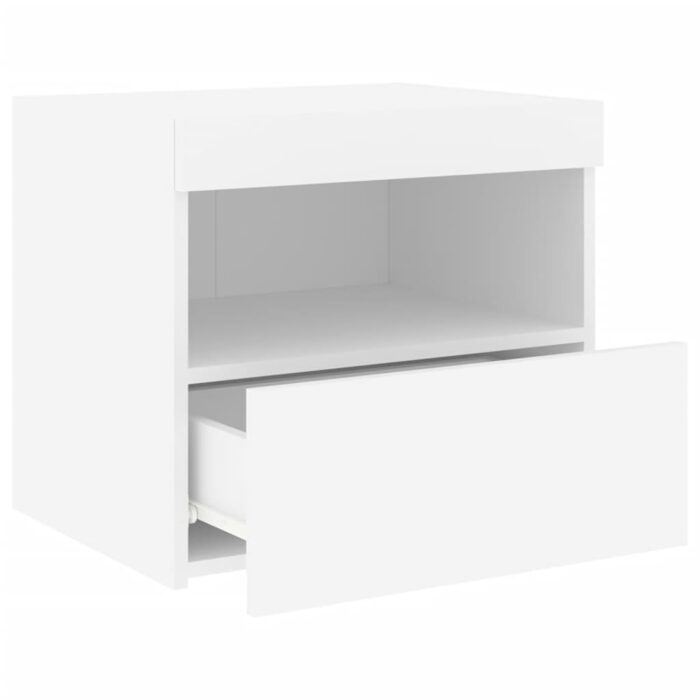 Table de chevet avec lumières LED blanc 50x40x45 cm – Image 5