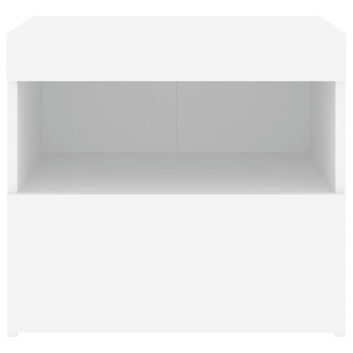 Table de chevet avec lumières LED blanc 50x40x45 cm – Image 6