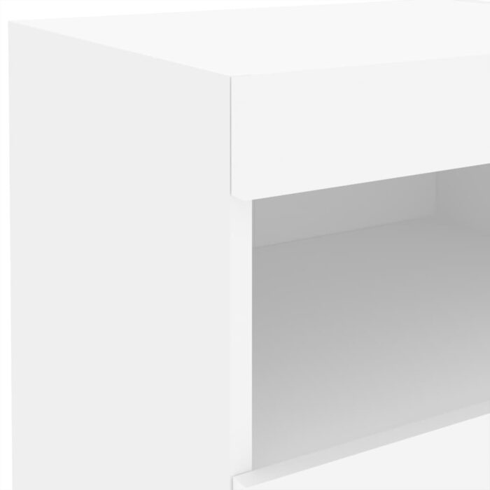 Tables de chevet avec lumières LED 2 pcs blanc 50x40x45 cm – Image 10