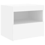 Tables de chevet avec lumières LED 2 pcs blanc 50x40x45 cm – Image 5