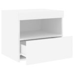 Tables de chevet avec lumières LED 2 pcs blanc 50x40x45 cm – Image 6