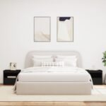 Tables de chevet avec lumières LED 2 pcs noir 50x40x45 cm – Image 2