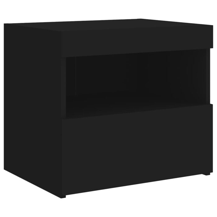 Tables de chevet avec lumières LED 2 pcs noir 50x40x45 cm – Image 5
