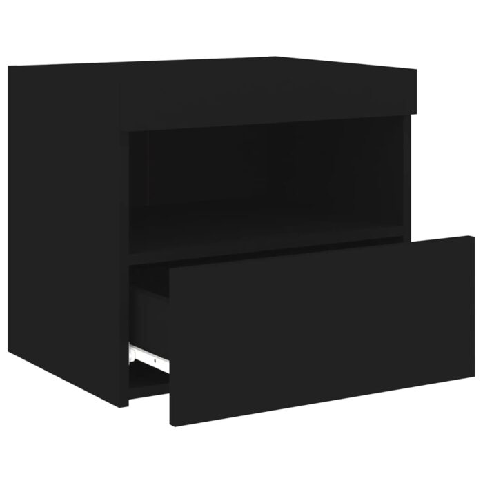 Tables de chevet avec lumières LED 2 pcs noir 50x40x45 cm – Image 6