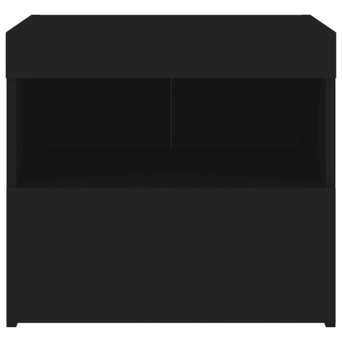Tables de chevet avec lumières LED 2 pcs noir 50x40x45 cm – Image 7