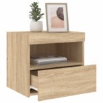 Table de chevet avec lumières LED chêne sonoma 50x40x45 cm – Image 3