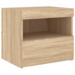 Table de chevet avec lumières LED chêne sonoma 50x40x45 cm – Image 4