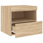 Table de chevet avec lumières LED chêne sonoma 50x40x45 cm – Image 5