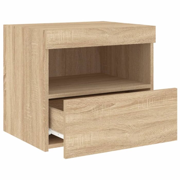 Table de chevet avec lumières LED chêne sonoma 50x40x45 cm – Image 5