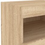 Table de chevet avec lumières LED chêne sonoma 50x40x45 cm – Image 9