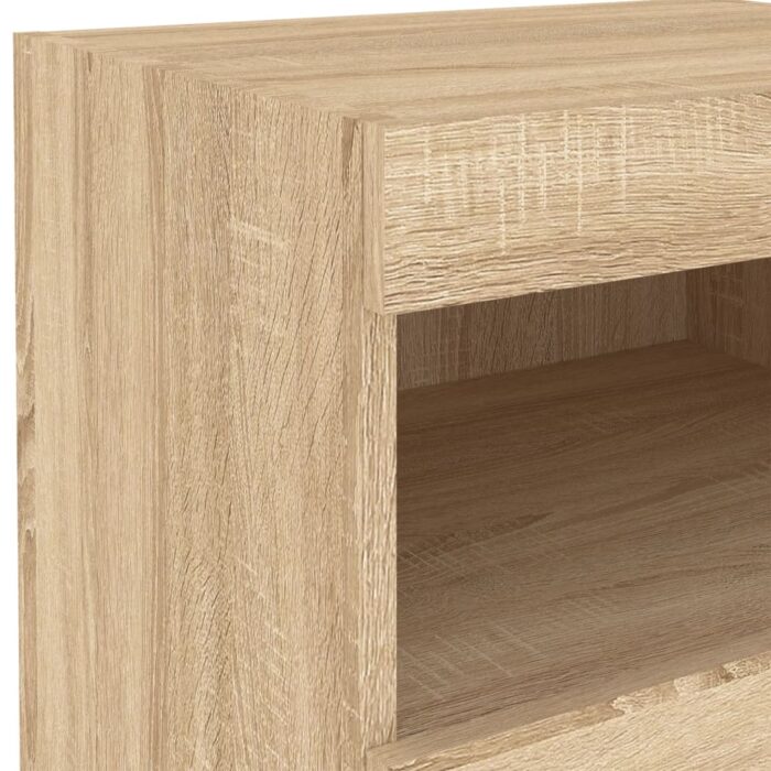 Table de chevet avec lumières LED chêne sonoma 50x40x45 cm – Image 9