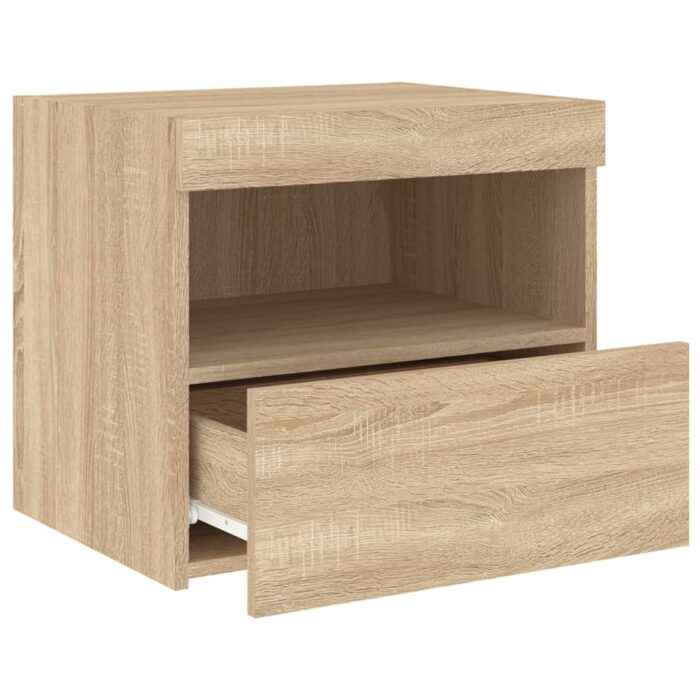 Tables de chevet et lumières LED 2 pcs chêne sonoma 50x40x45 cm – Image 6