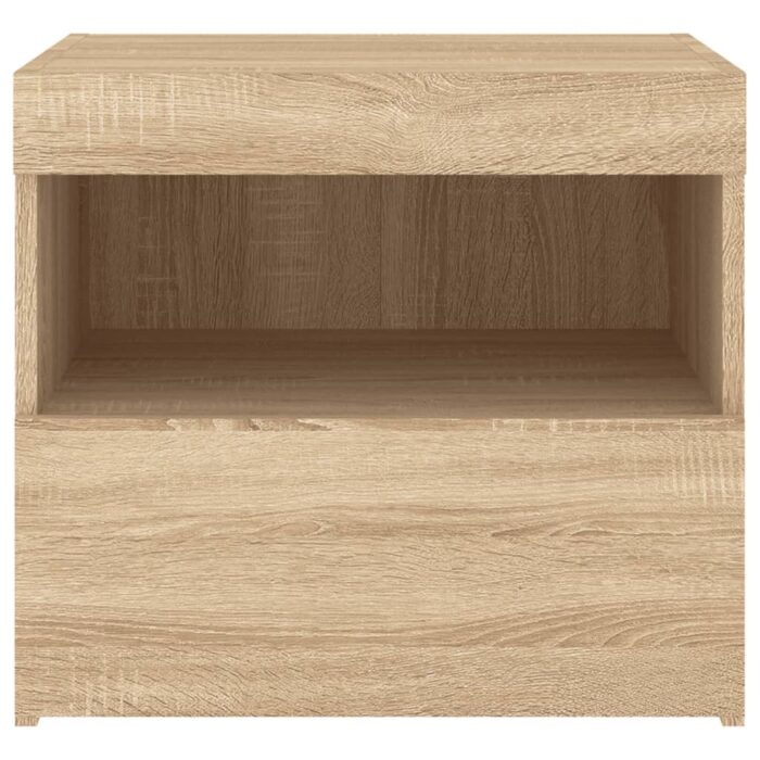Tables de chevet et lumières LED 2 pcs chêne sonoma 50x40x45 cm – Image 7