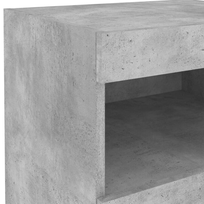 Tables de chevet avec lumières LED 2 pcs gris béton 50x40x45 cm – Image 10