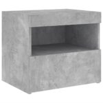 Tables de chevet avec lumières LED 2 pcs gris béton 50x40x45 cm – Image 5