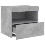 Tables de chevet avec lumières LED 2 pcs gris béton 50x40x45 cm – Image 6