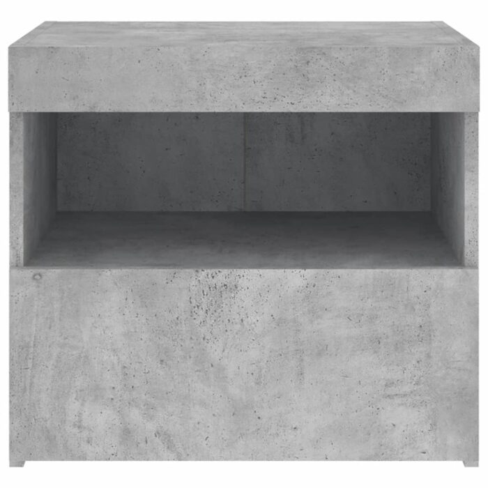 Tables de chevet avec lumières LED 2 pcs gris béton 50x40x45 cm – Image 7