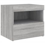 Table de chevet avec lumières LED sonoma gris 50x40x45 cm – Image 4