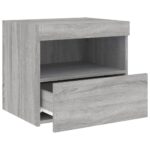 Table de chevet avec lumières LED sonoma gris 50x40x45 cm – Image 5
