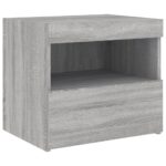 Tables de chevet avec lumières LED 2 pcs sonoma gris 50x40x45cm – Image 5
