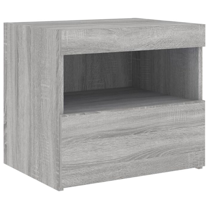 Tables de chevet avec lumières LED 2 pcs sonoma gris 50x40x45cm – Image 5