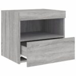 Tables de chevet avec lumières LED 2 pcs sonoma gris 50x40x45cm – Image 6