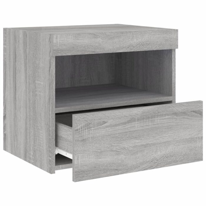 Tables de chevet avec lumières LED 2 pcs sonoma gris 50x40x45cm – Image 6