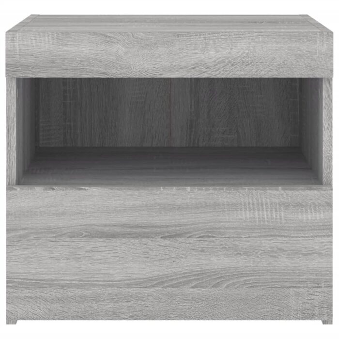 Tables de chevet avec lumières LED 2 pcs sonoma gris 50x40x45cm – Image 7