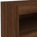 Tables de chevet et lumières LED 2 pcs chêne marron 50x40x45 cm – Image 10