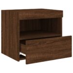Tables de chevet et lumières LED 2 pcs chêne marron 50x40x45 cm – Image 6