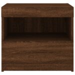 Tables de chevet et lumières LED 2 pcs chêne marron 50x40x45 cm – Image 7